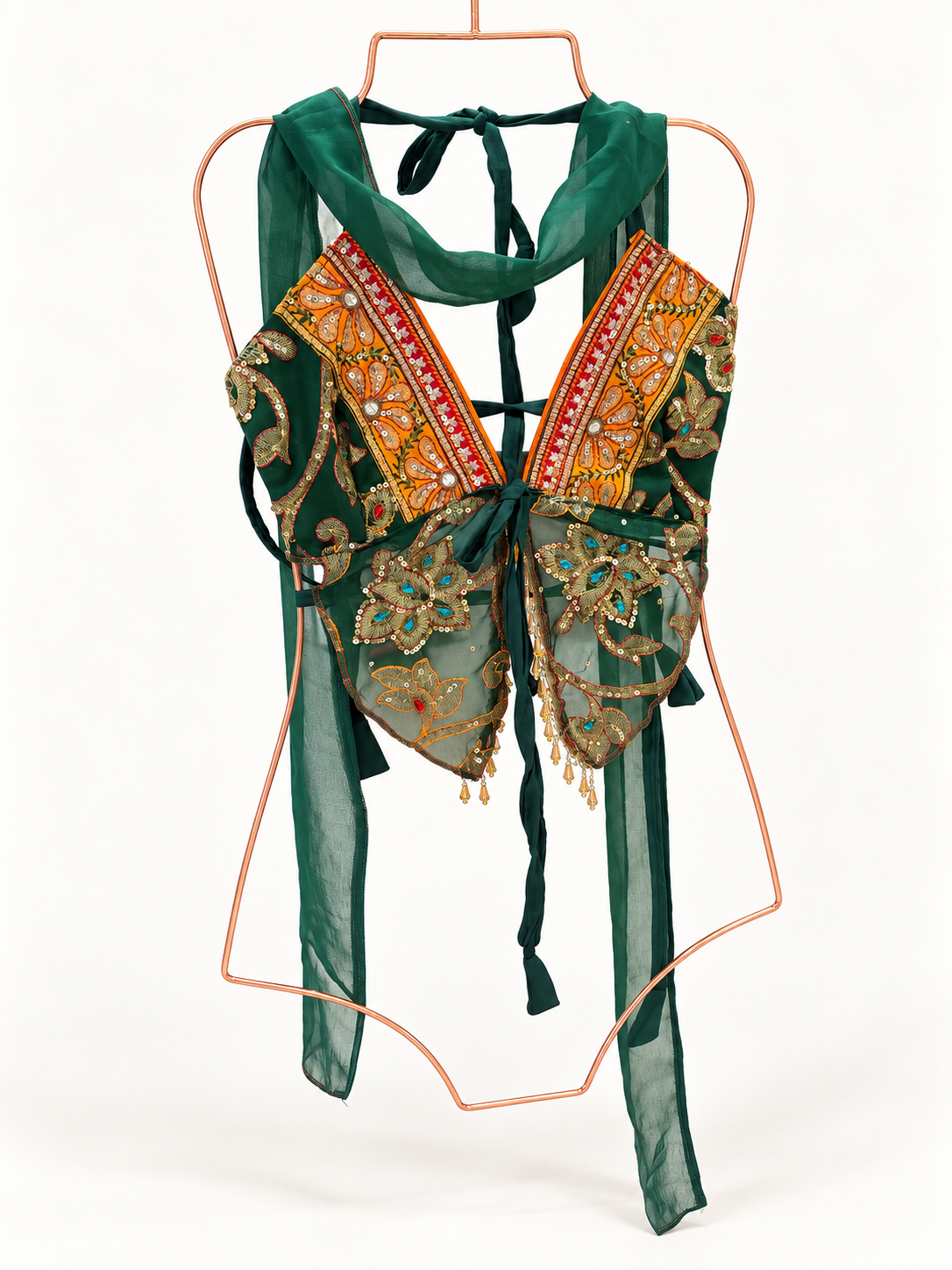 Emerald Shakti Pixie Top With Scarf — user-approved cleaned top with separate matching scarf