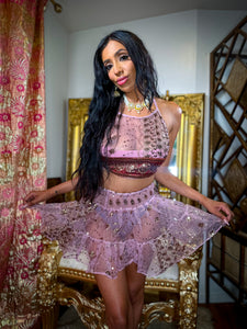 Lilac Wildflower Micro Mini Skirt Set