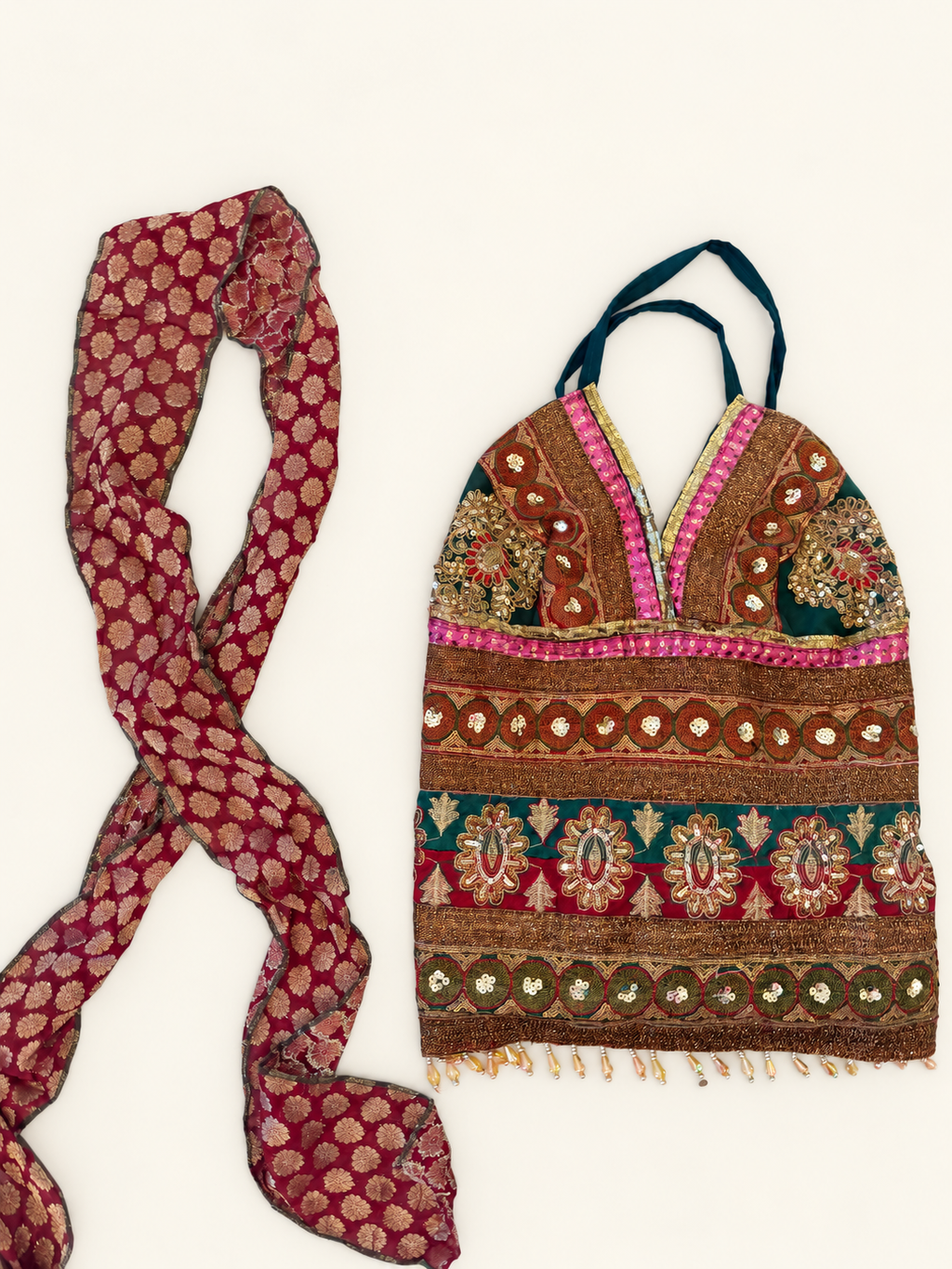 7 Chakra V-Neck Saree Top — approved cleaned front, rotated upright; one separate matching scarf