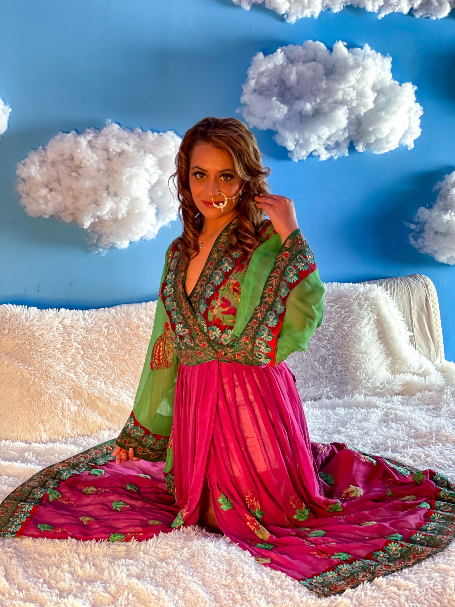 anarkali dress with short jacket Coral Silk Anarkali Set with a Short Jacket Debyani