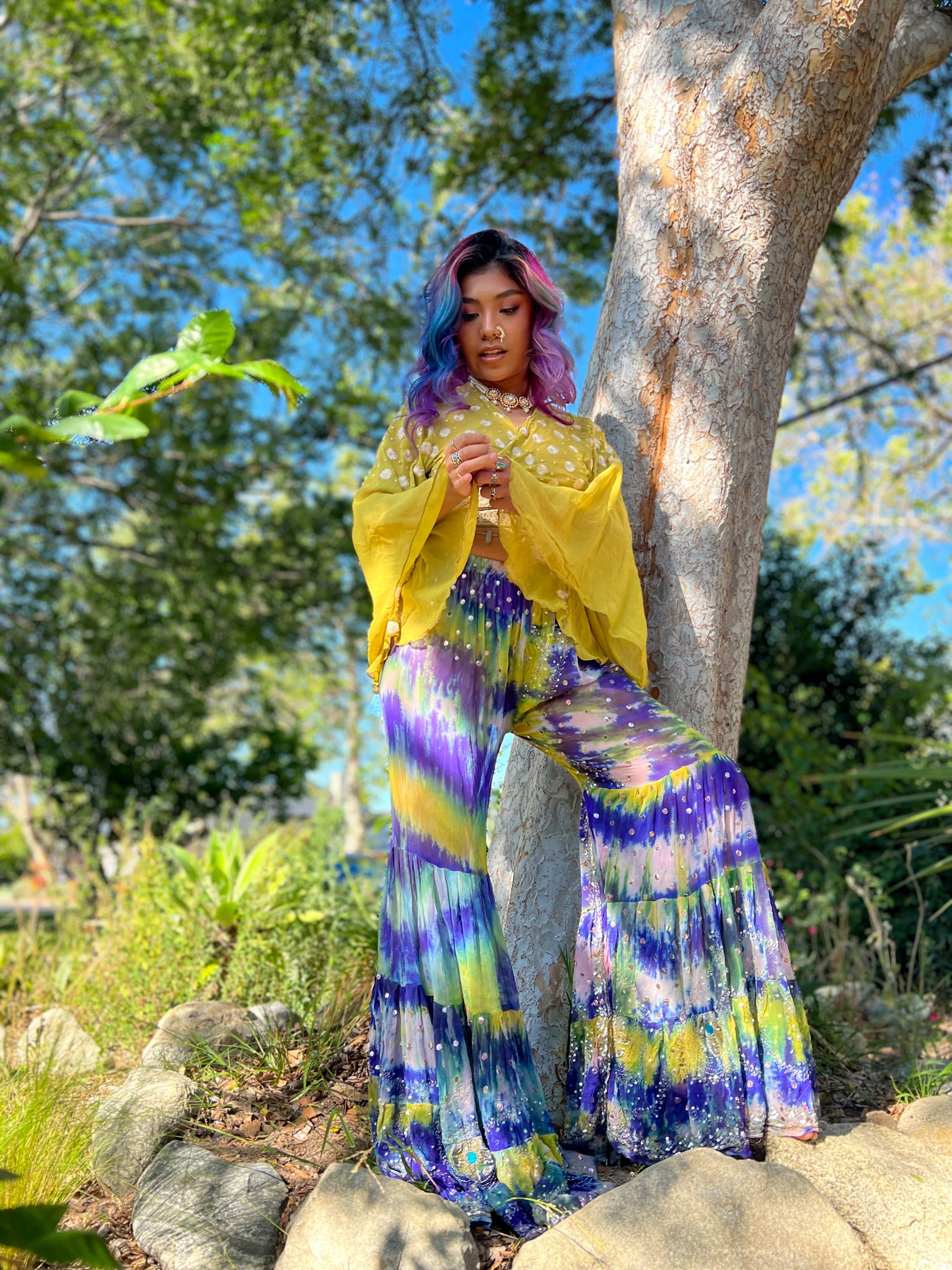 Lime Flowers Wrap Top
