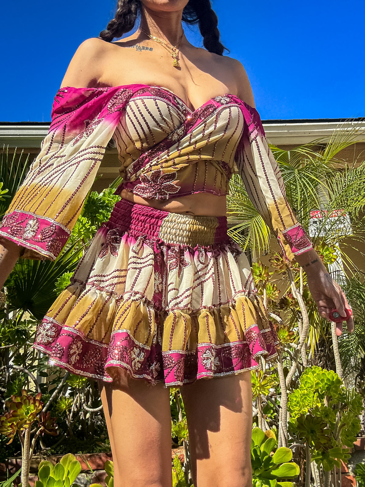 Bohemian Orchids Micro Mini Gehr Skirt Set