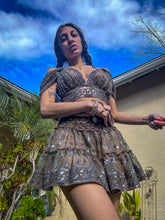Load image into Gallery viewer, Metallic Diamonds Micro Mini Skirt Set
