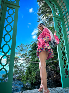 Pink Lotus Micro Mini Skirt Set