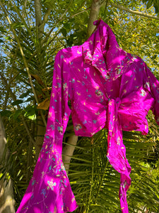 Violet Blossom Hoodie Wrap Top