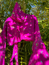 Load image into Gallery viewer, Violet Blossom Hoodie Wrap Top
