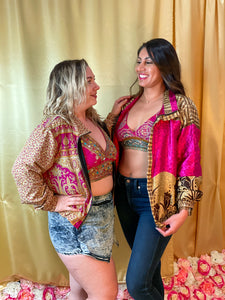 Paisley Dreams Satin Silk Crop Jacket