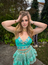 Load image into Gallery viewer, Turquoise Sparkles Halter Top SMALL CUPS  SIZE
