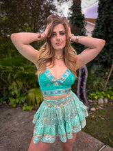 Load image into Gallery viewer, Turquoise Sparkles Halter Top SMALL CUPS  SIZE
