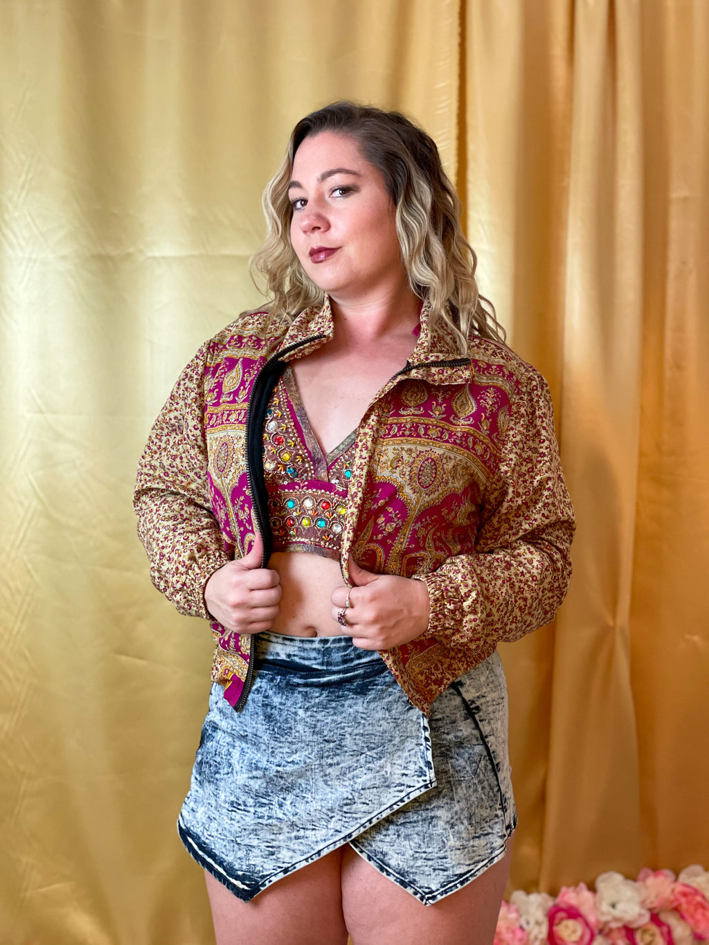 Paisley Dreams Satin Silk Crop Jacket