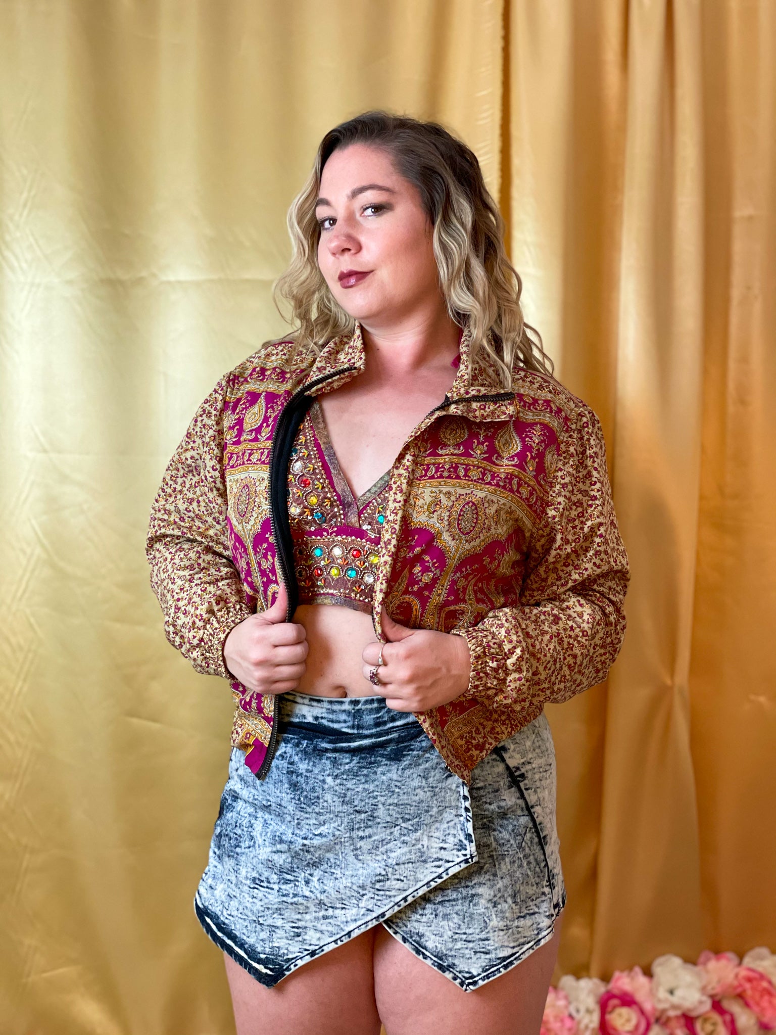 Paisley Dreams Satin Silk Crop Jacket