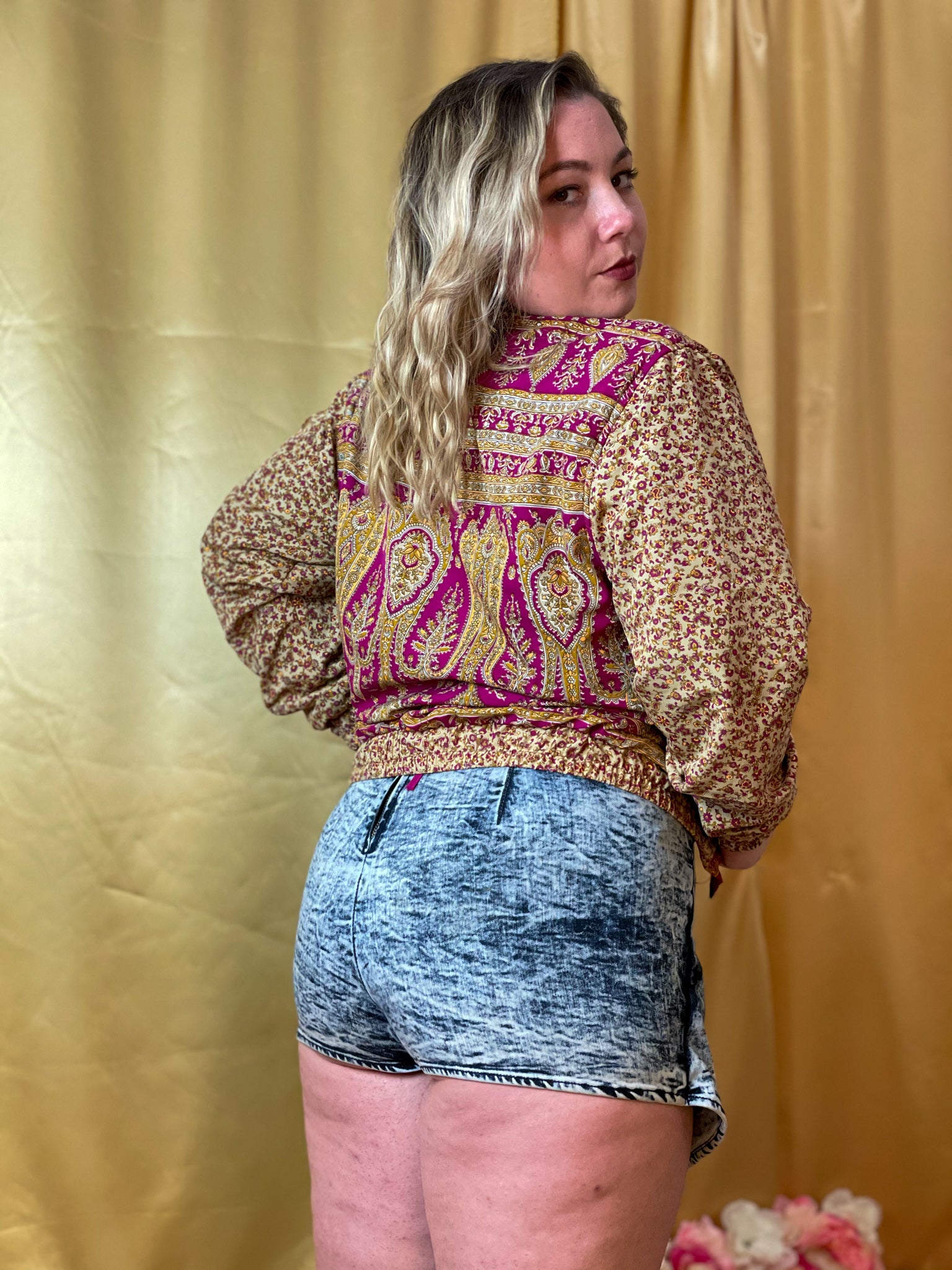 Paisley Dreams Satin Silk Crop Jacket