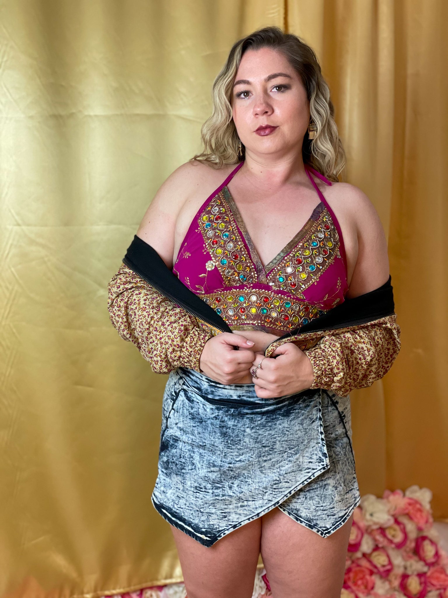 Paisley Dreams Satin Silk Crop Jacket