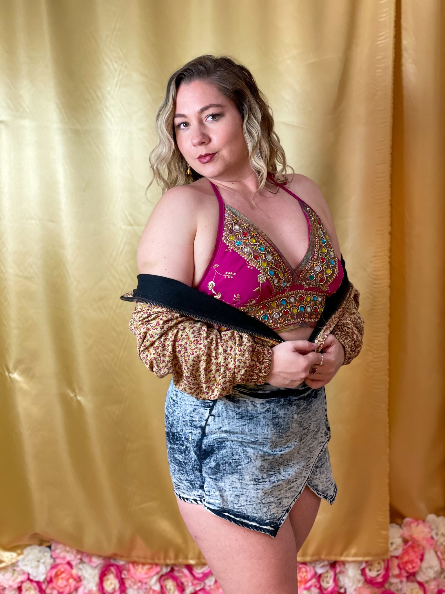 Paisley Dreams Satin Silk Crop Jacket