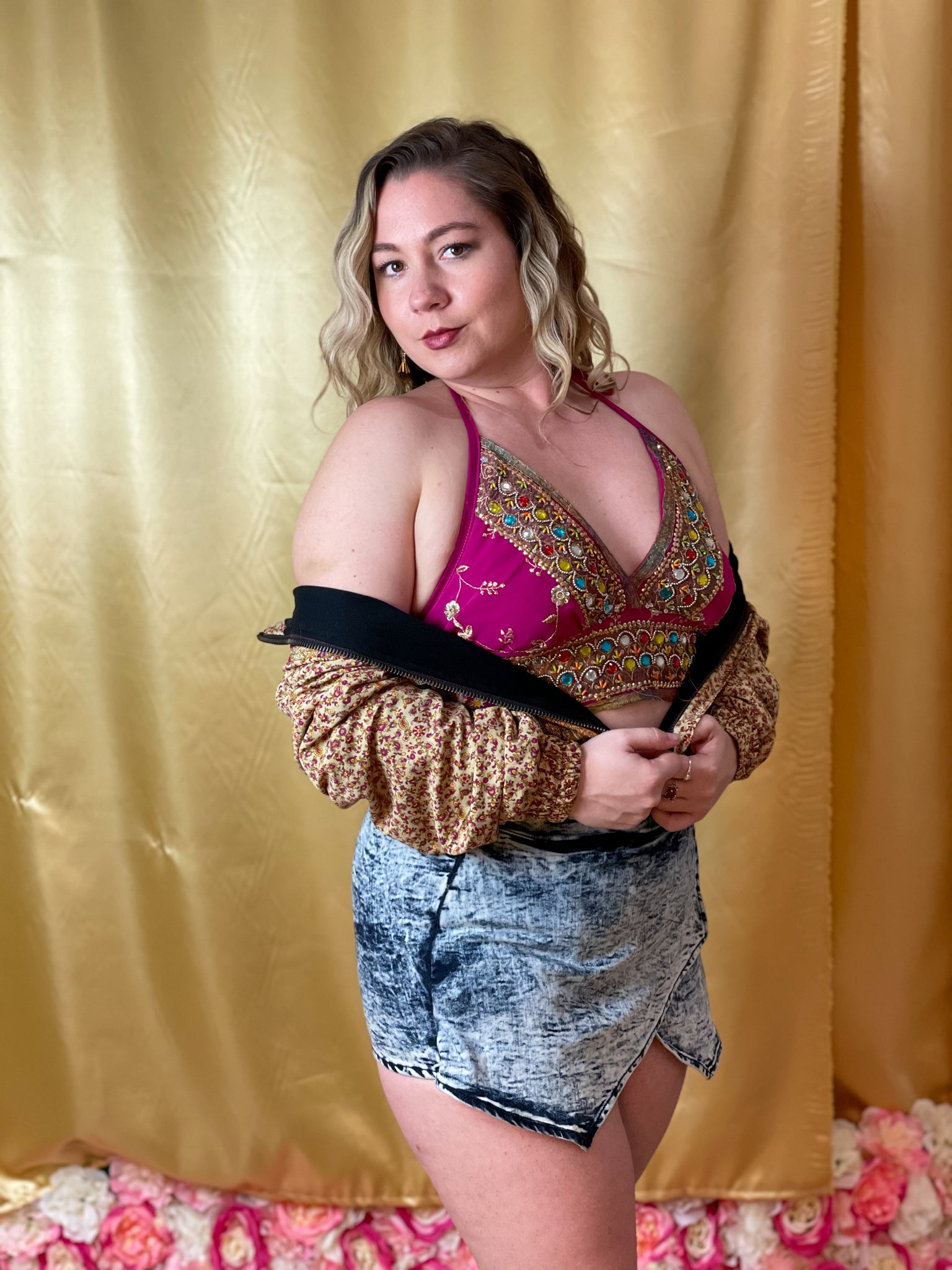 Paisley Dreams Satin Silk Crop Jacket