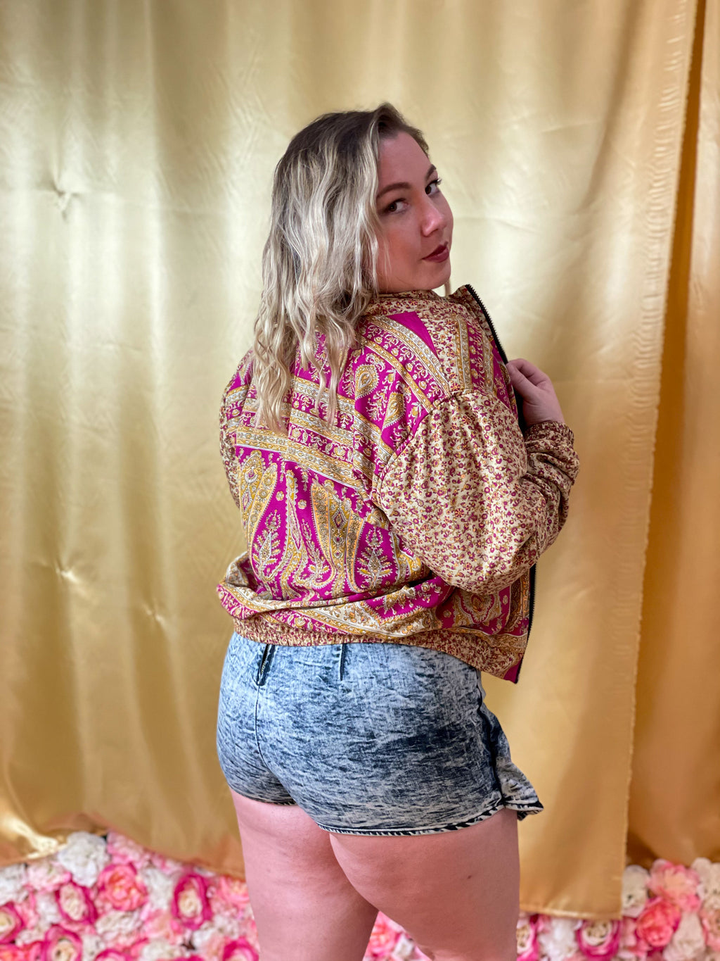 Paisley Dreams Satin Silk Crop Jacket