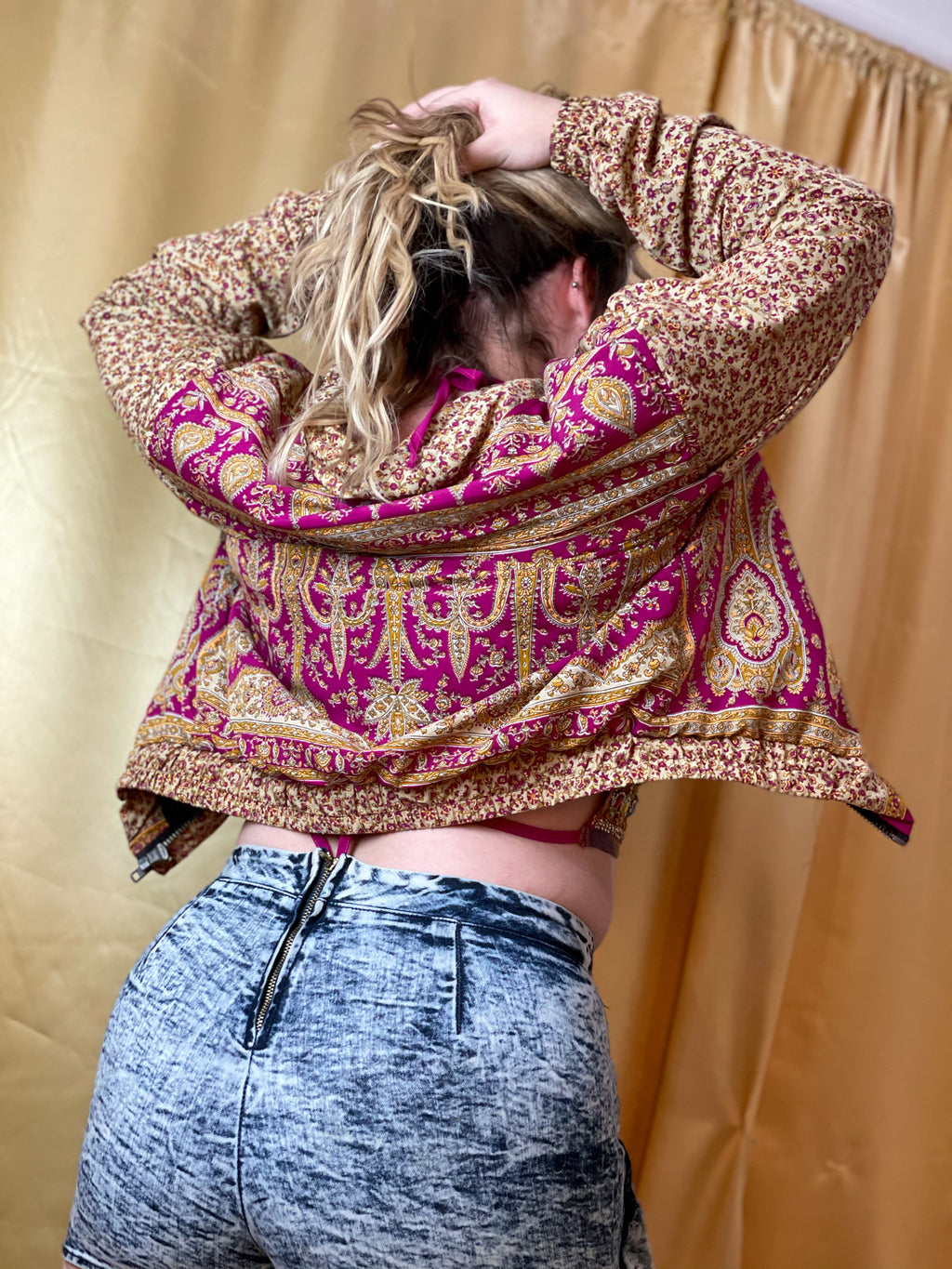 Paisley Dreams Satin Silk Crop Jacket