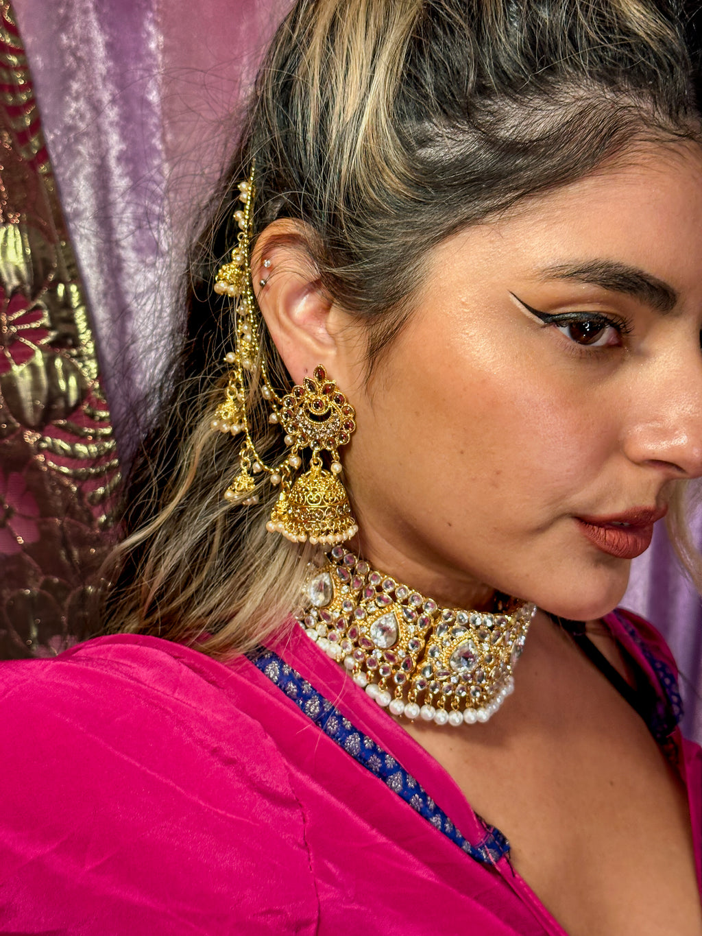 Hair Hanging Chain Jhumkas Earrings