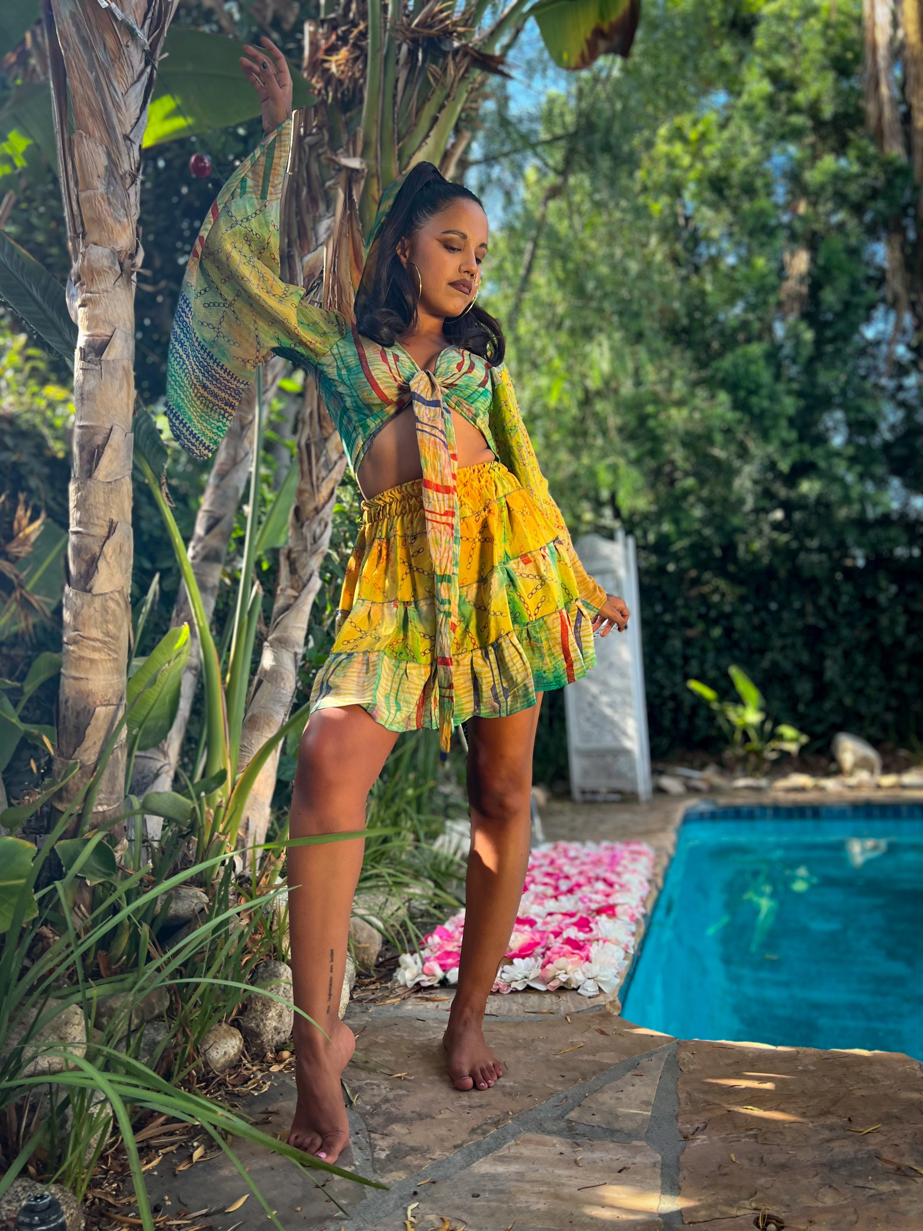 Jungle Kaleidoscope midi mini skirt set