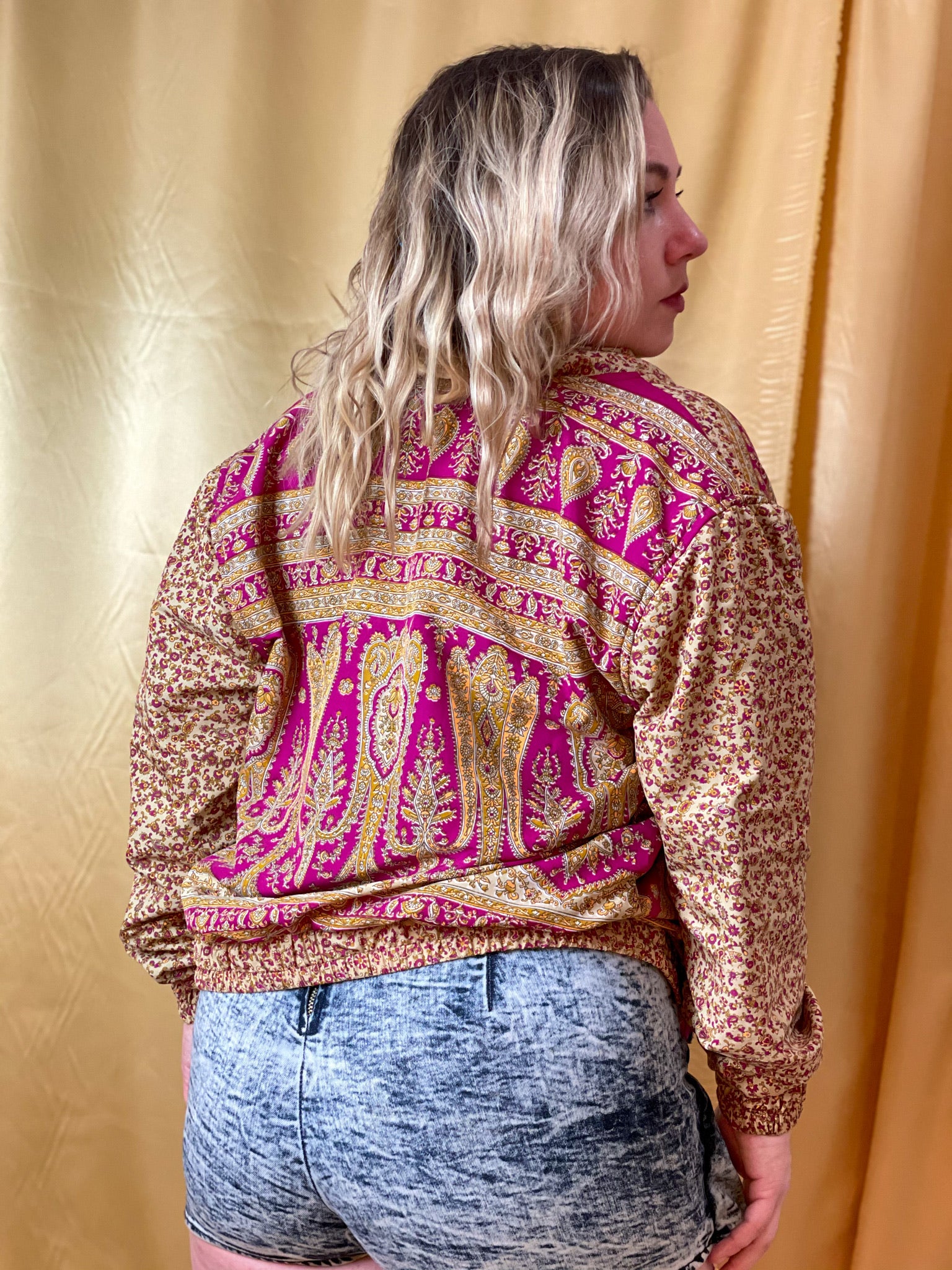 Paisley Dreams Satin Silk Crop Jacket