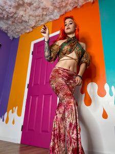 sunsets n roses velvet flare pants