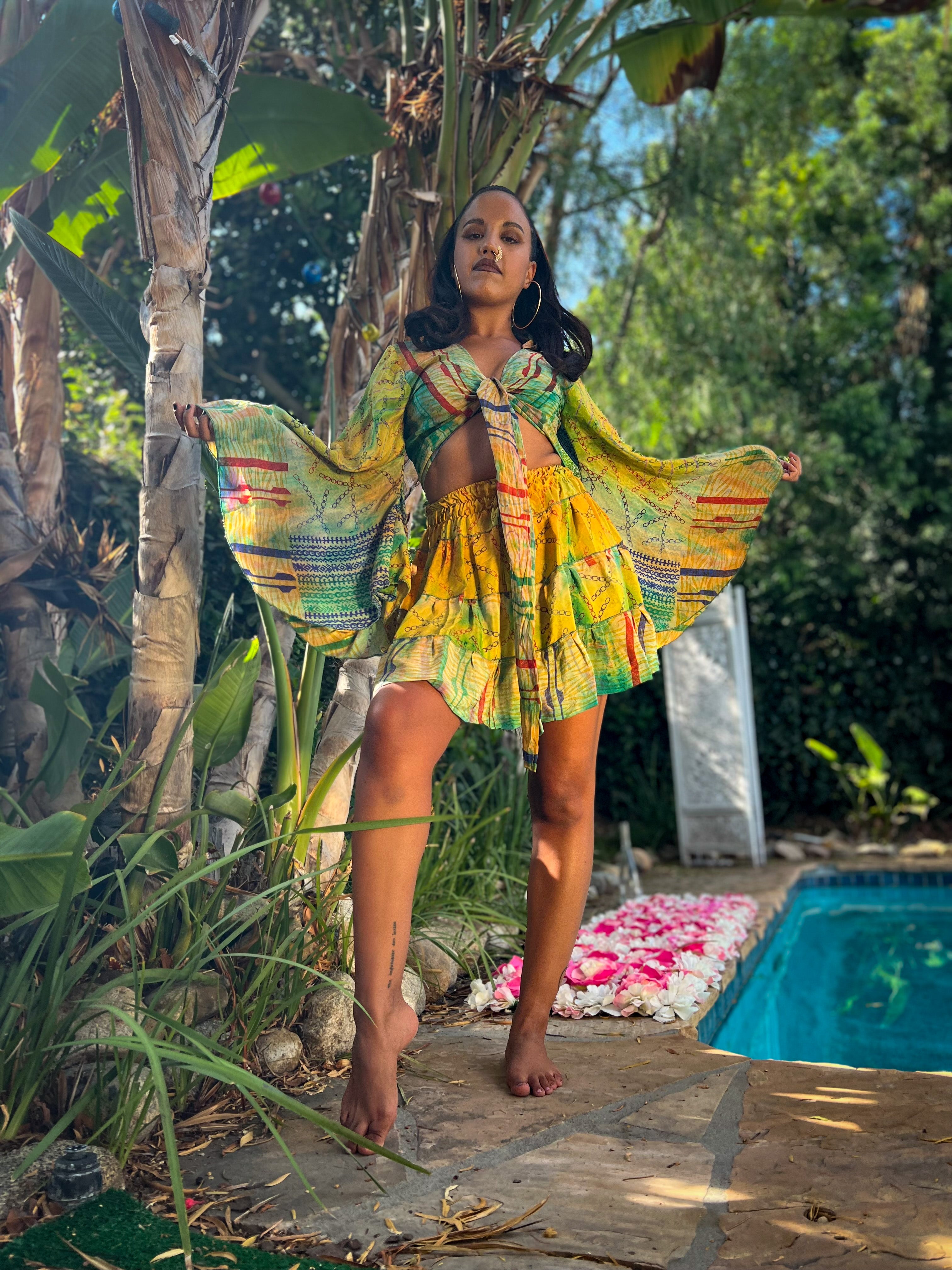 Jungle Kaleidoscope midi mini skirt set