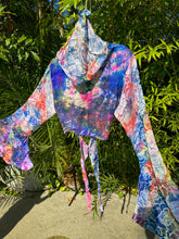 Load image into Gallery viewer, Rainbow Roses Hoodie Wrap Top
