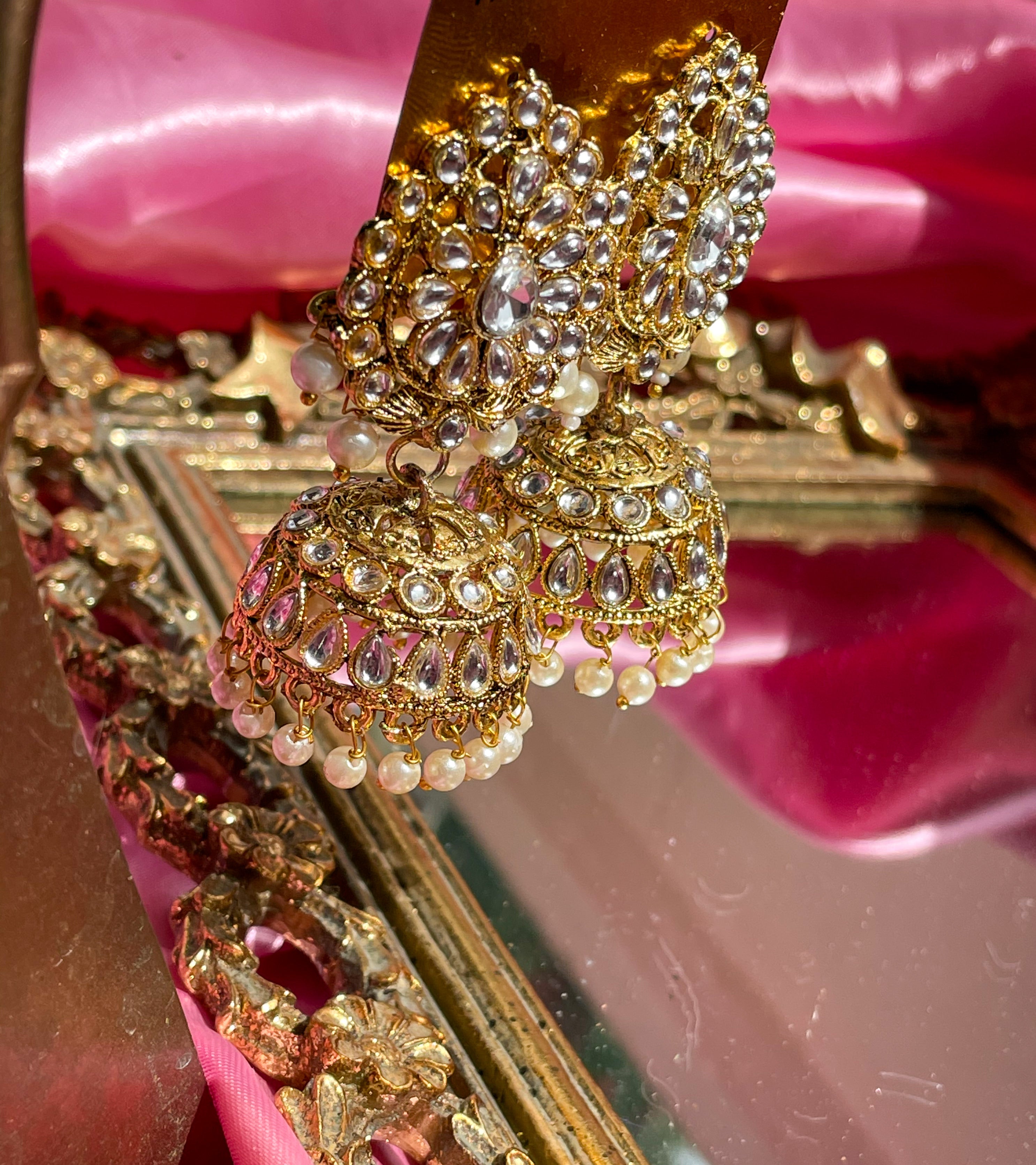 The Crystal Teardrop Jhumka Earrings