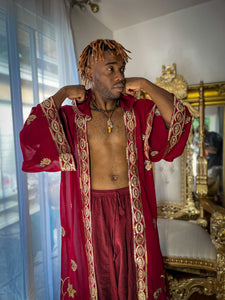 Deep Royal Unisex Hooded Kimono