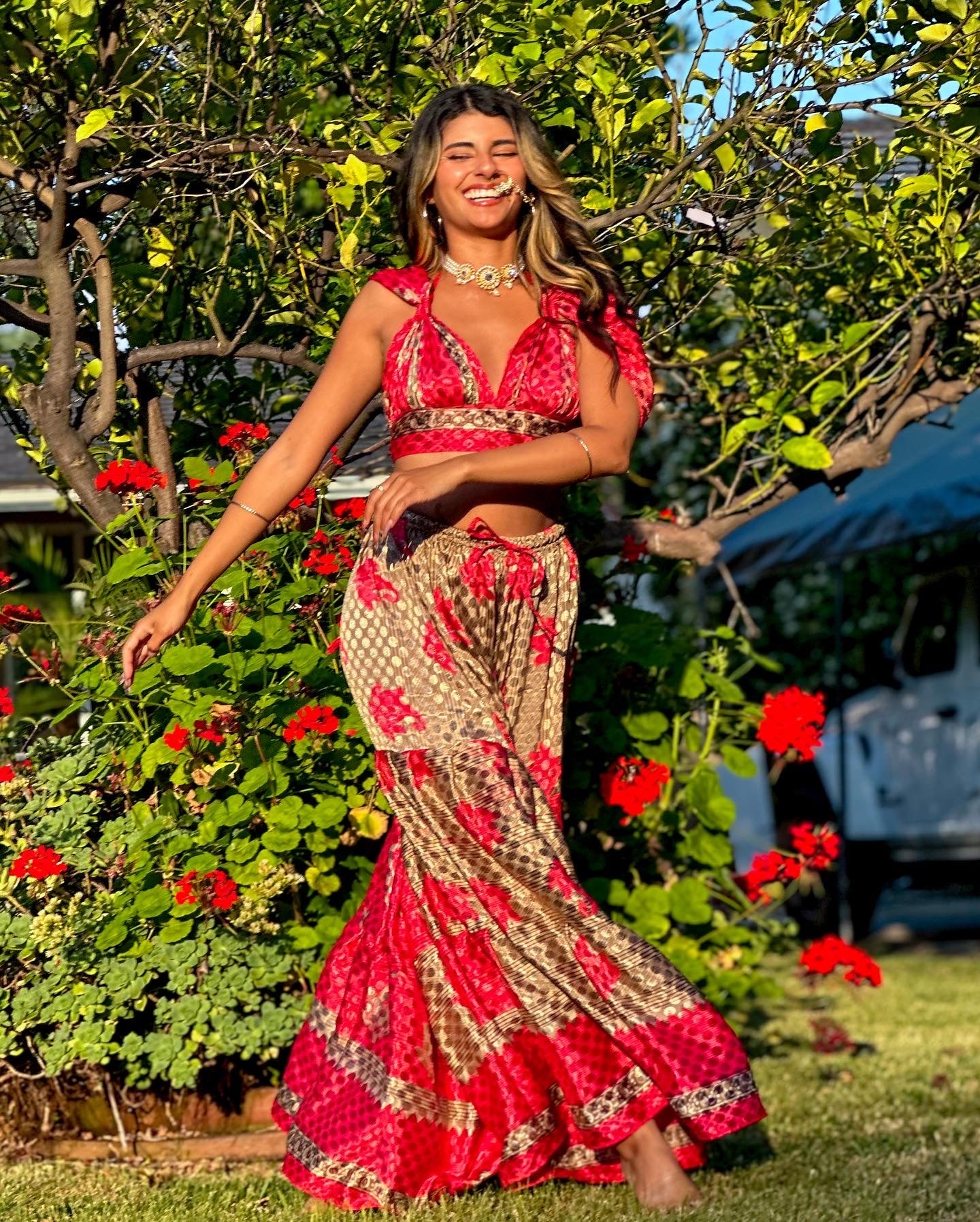 Shimmer Roses Sharara Pants Set