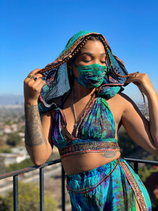 Golden peacock face mask