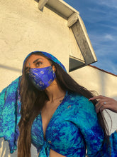 Load image into Gallery viewer, Blue Satin Brocade ninja Mask
