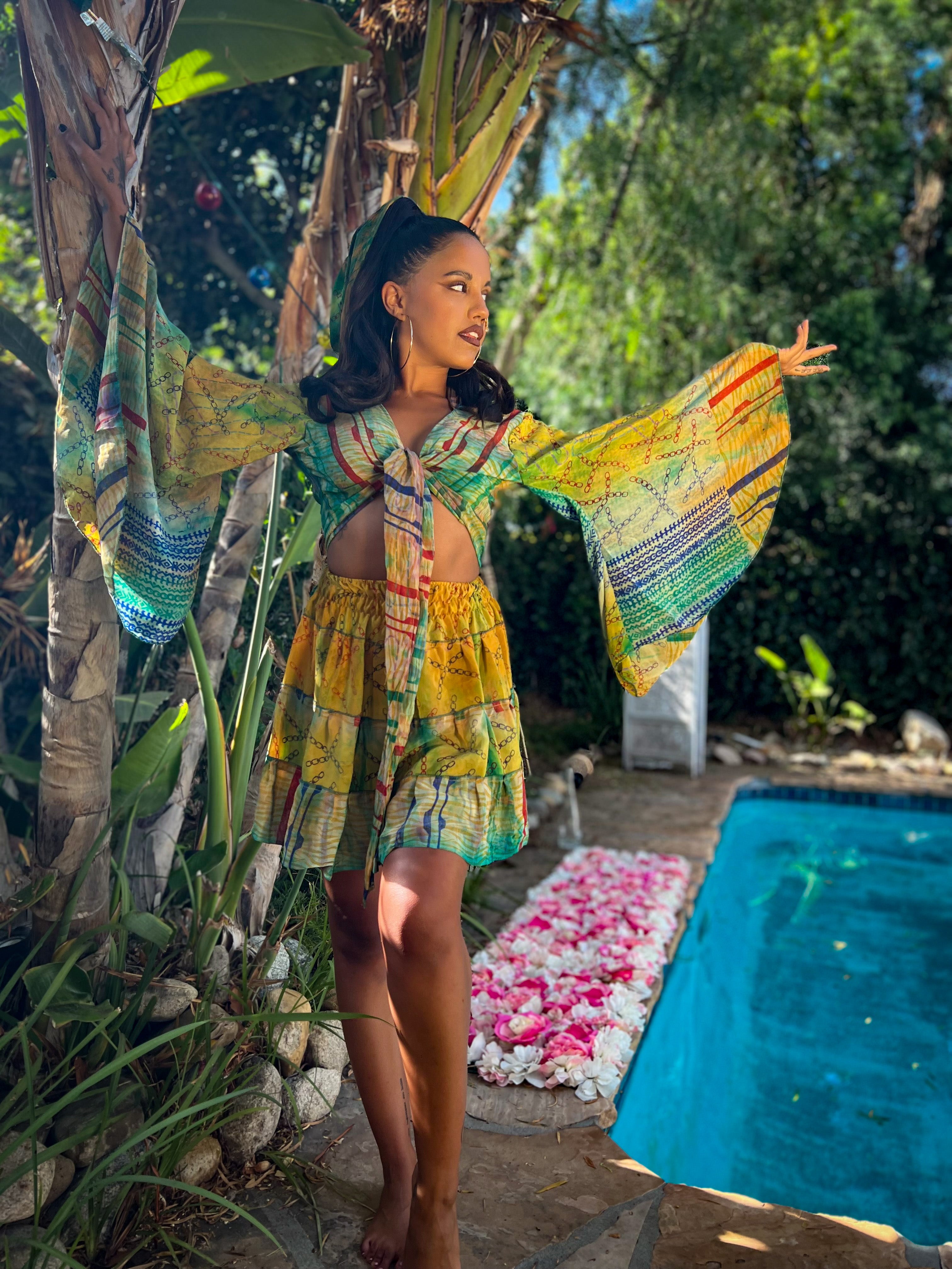 Jungle Kaleidoscope midi mini skirt set