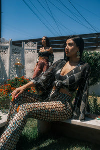 Cosmic Sky Velvet Burnout Flare Pants