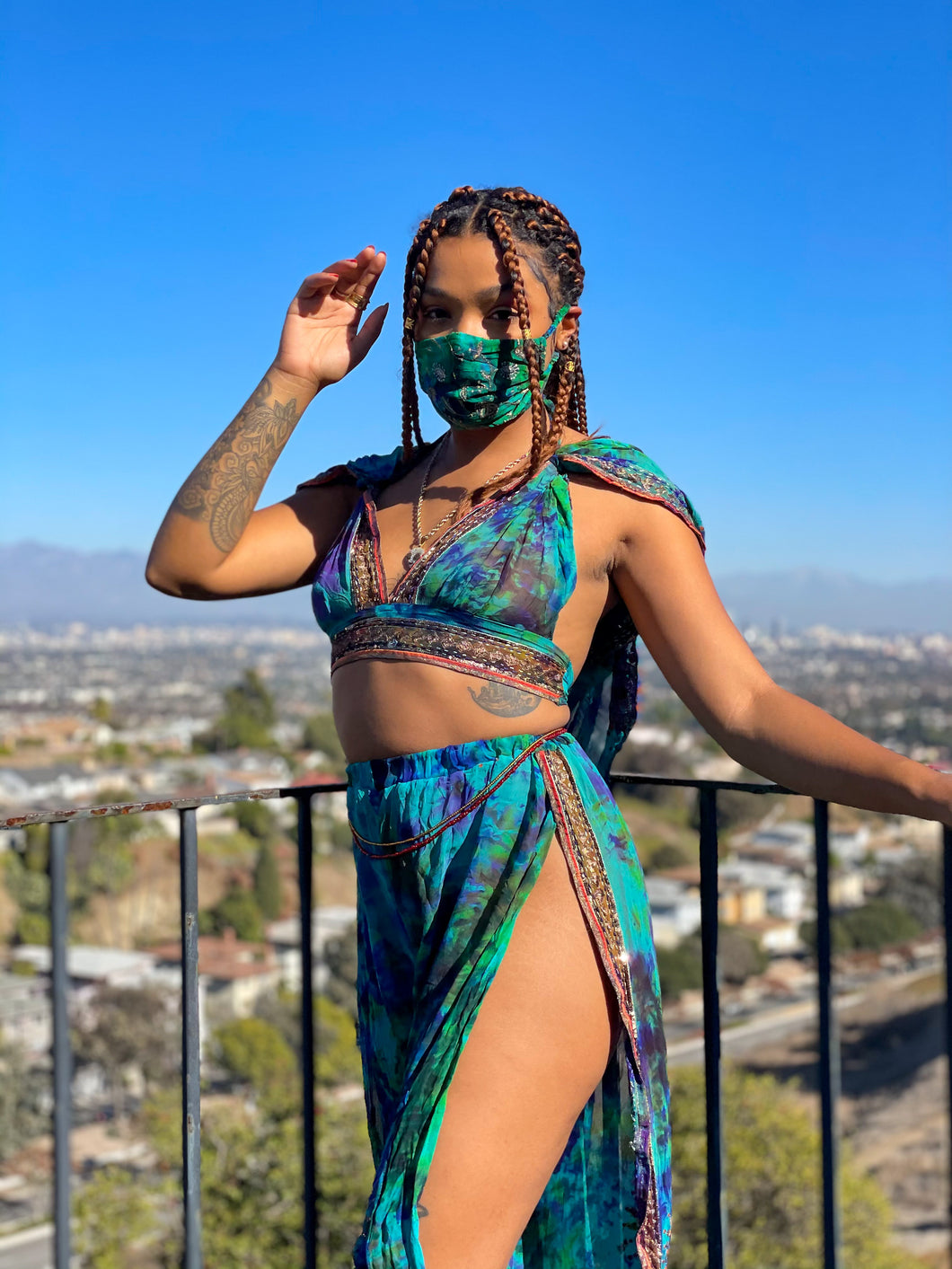 Golden peacock face mask