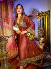 Load image into Gallery viewer, Gold Mocha Anarkali Jacket Dress
