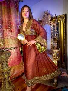 Gold Mocha Anarkali Jacket Dress