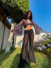 Load image into Gallery viewer, The Laced Up Black Flares Bell Bottoms
