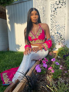 Pink lotus halter top
