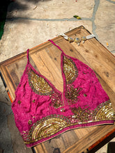 Load image into Gallery viewer, Pink Golden Arc Halter Top
