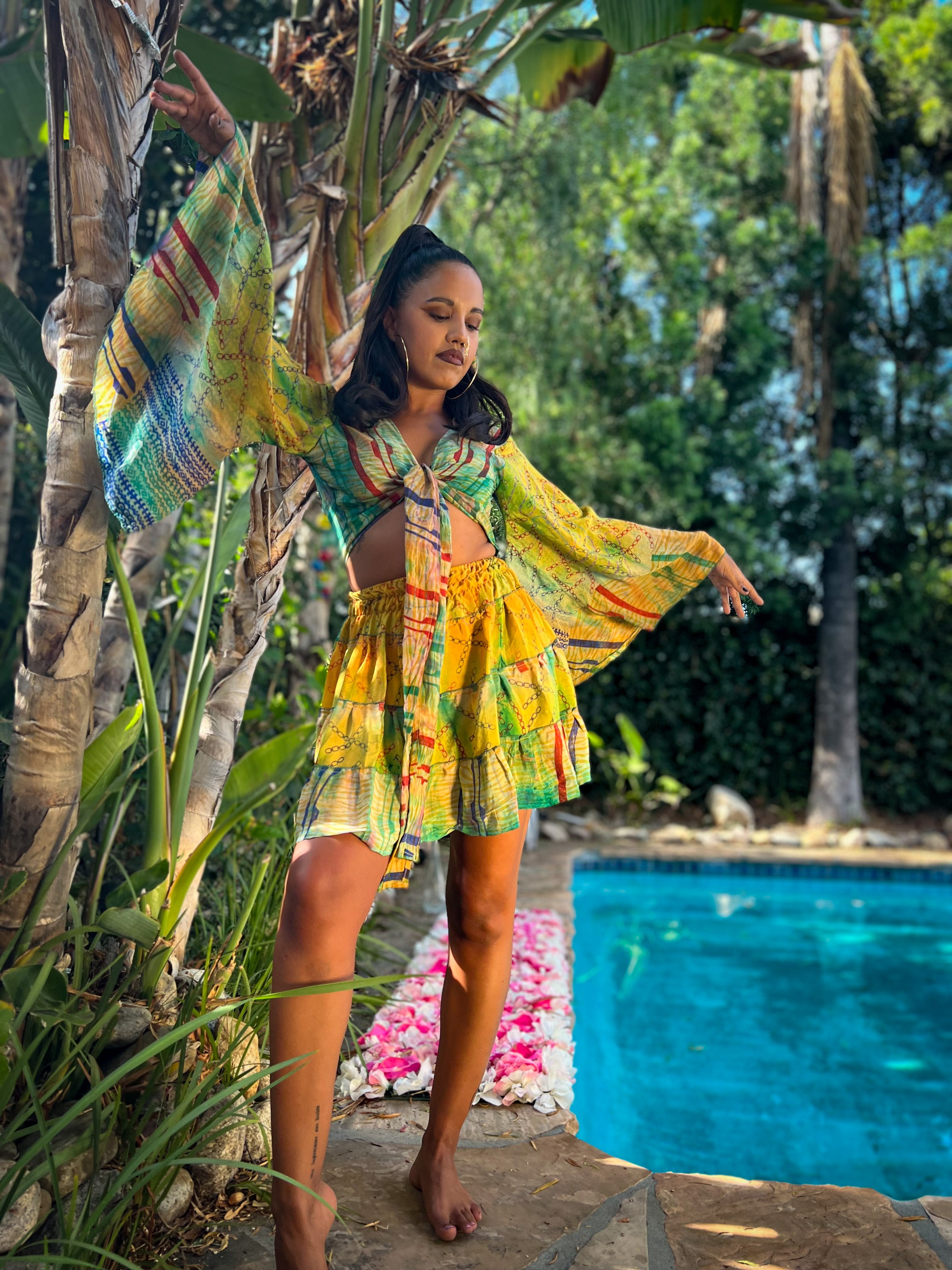Jungle Kaleidoscope midi mini skirt set