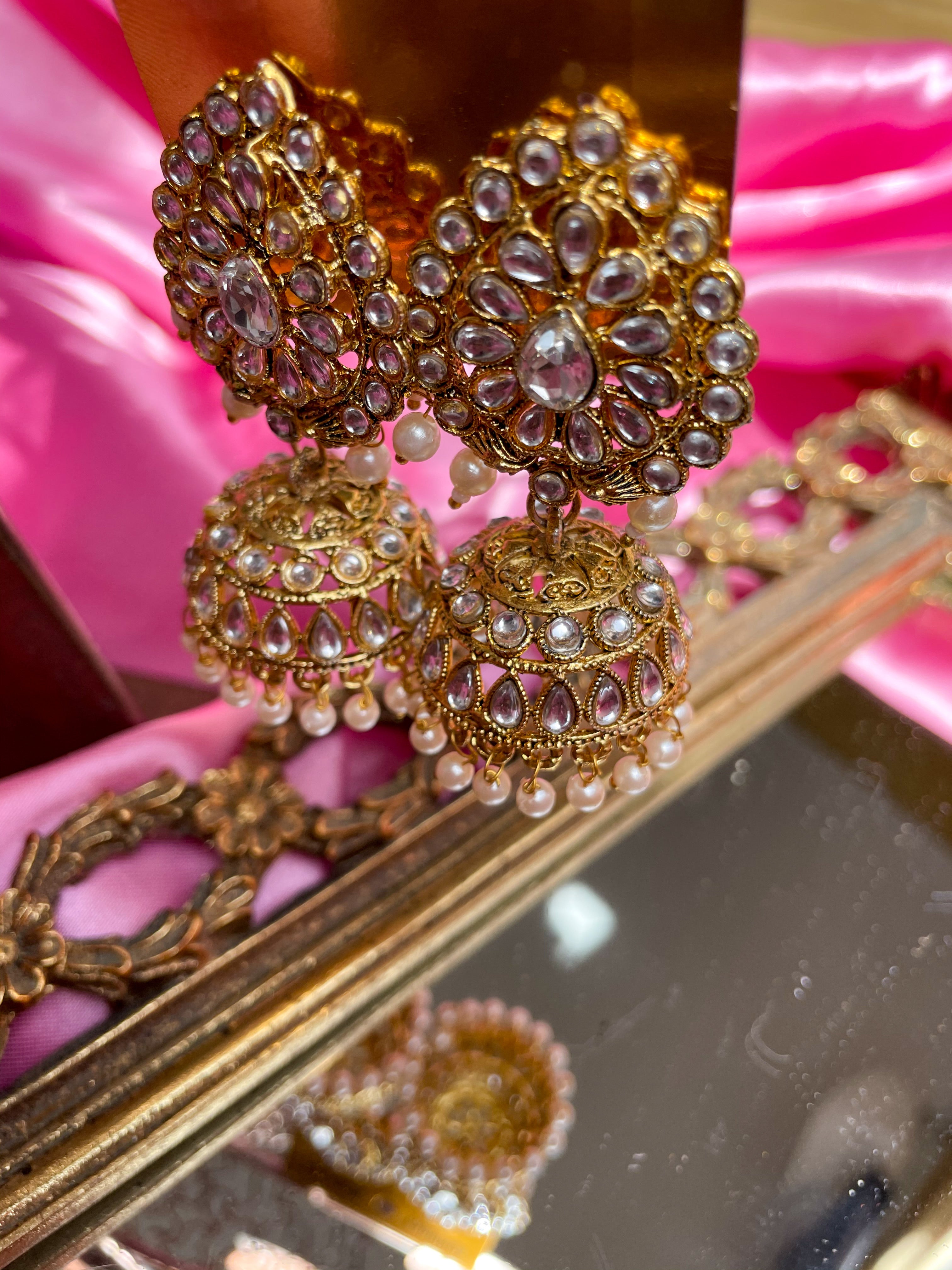 The Crystal Teardrop Jhumka Earrings