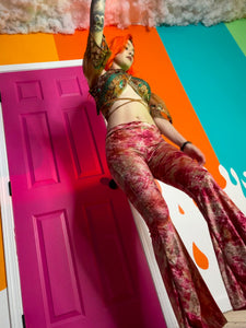 sunsets n roses velvet flare pants