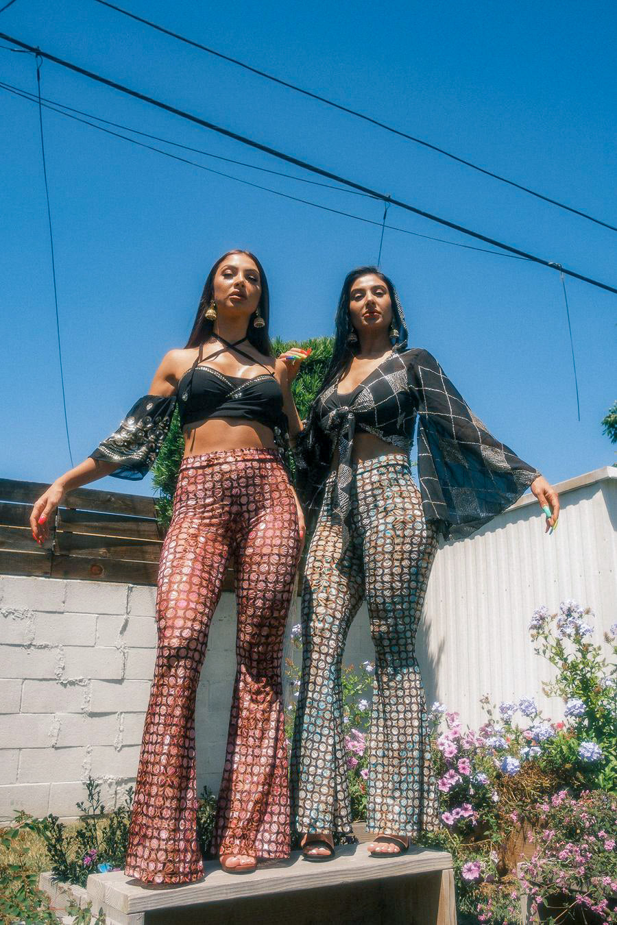 Cosmic Sky Velvet Burnout Flare Pants