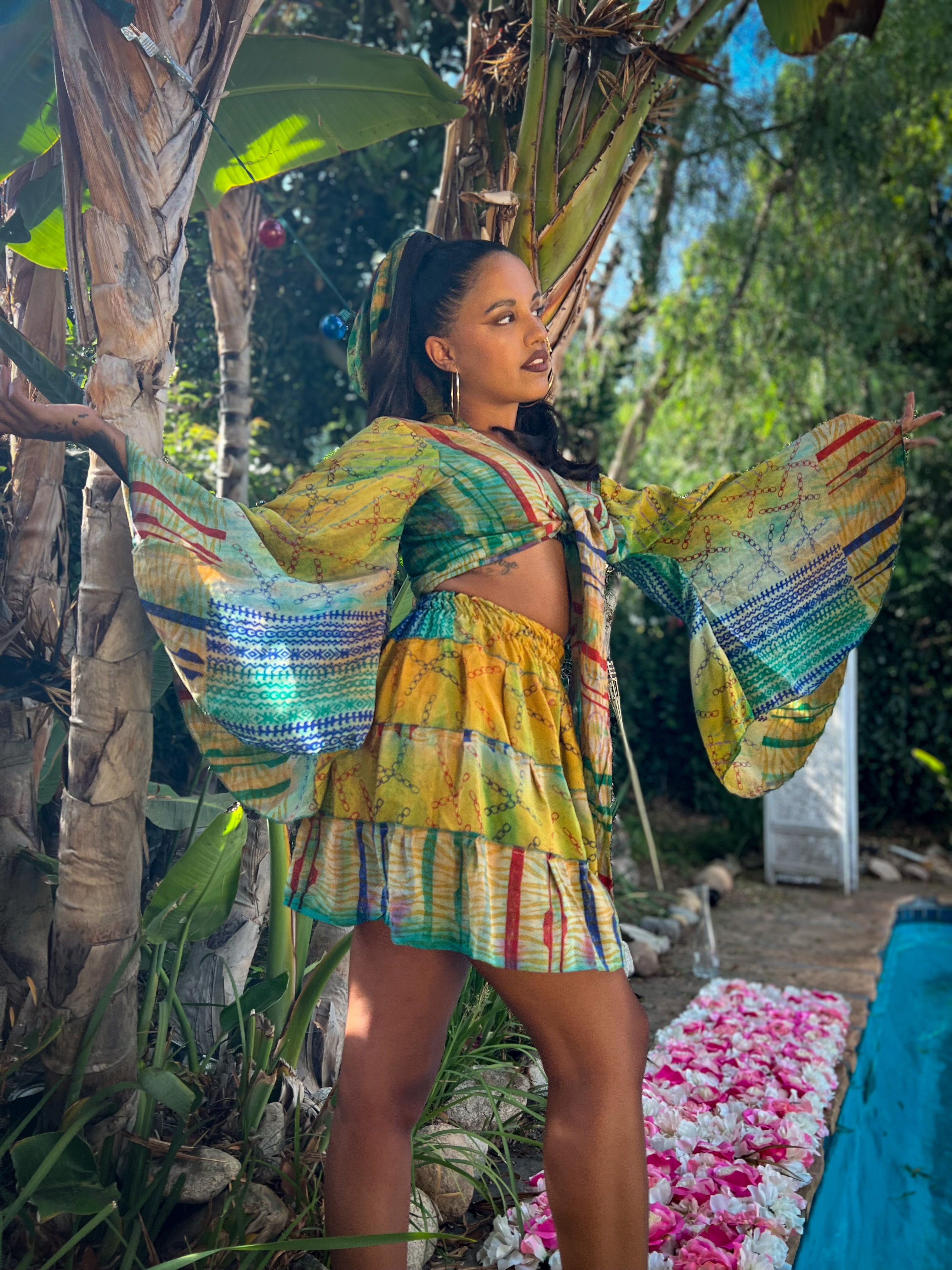 Jungle Kaleidoscope midi mini skirt set