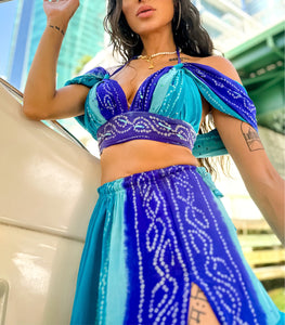 Blue Tiger Bandhani Goddess Set