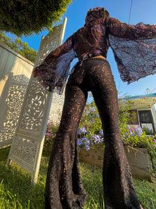 The Laced Up Black Flares Bell Bottoms