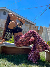 Load image into Gallery viewer, Cosmic Yoni Velvet Burnout Flare Pants
