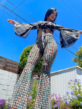 Load image into Gallery viewer, Cosmic Yoni Velvet Burnout Flare Pants
