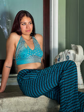 Load image into Gallery viewer, Blue Checkers Silk Pants
